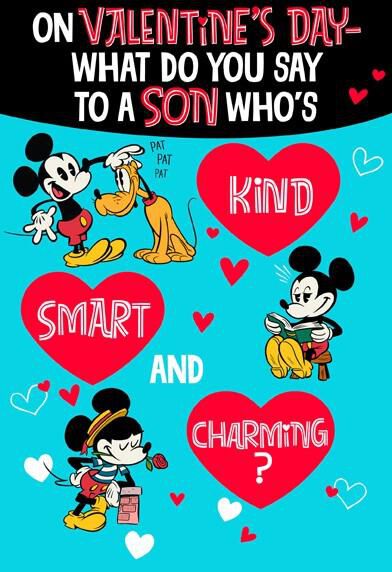 Vintage Mickey Mouse and Pluto Valentine's Day Card for Son