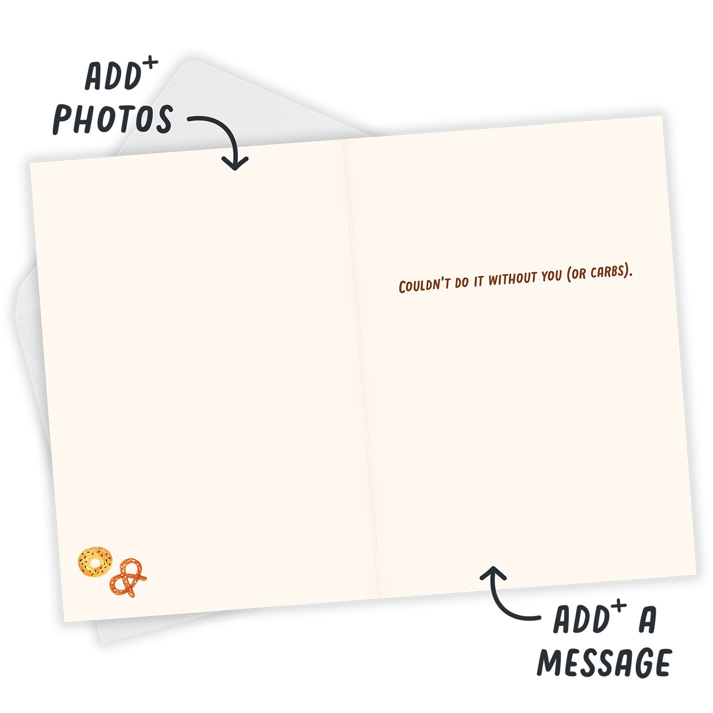 Bread Drawings Personalized Friendship Card Open Card with Envelope indicating personalization image number 3