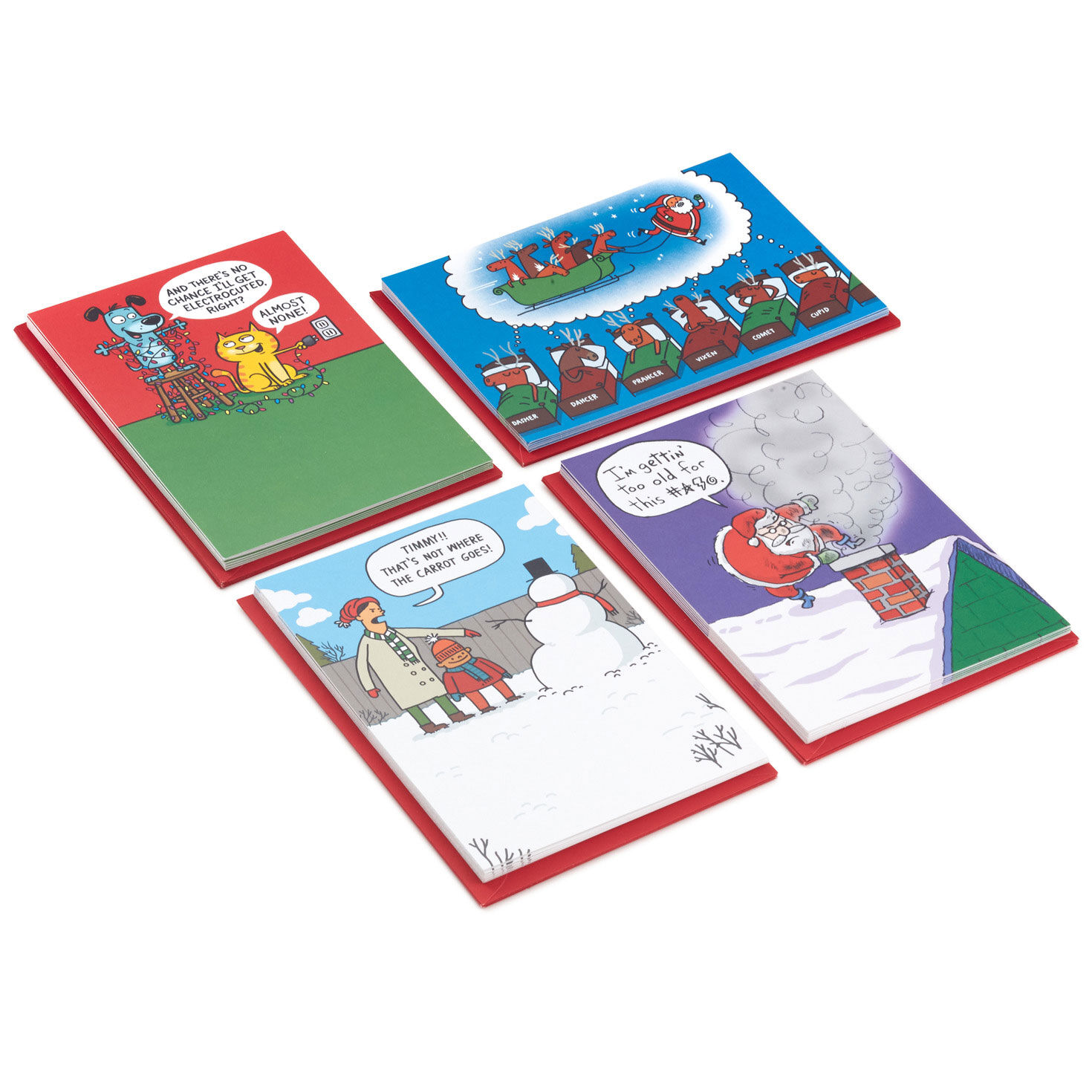 Merry Mischief Funny Assorted Christmas Cards, Pack of 24