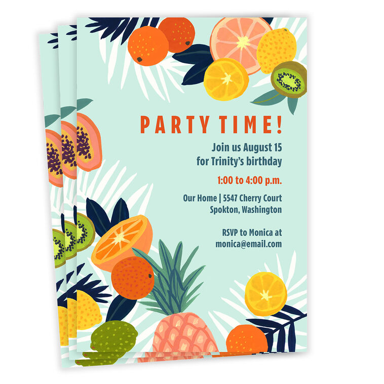 Tropical Fruit Flat Birthday Invitation