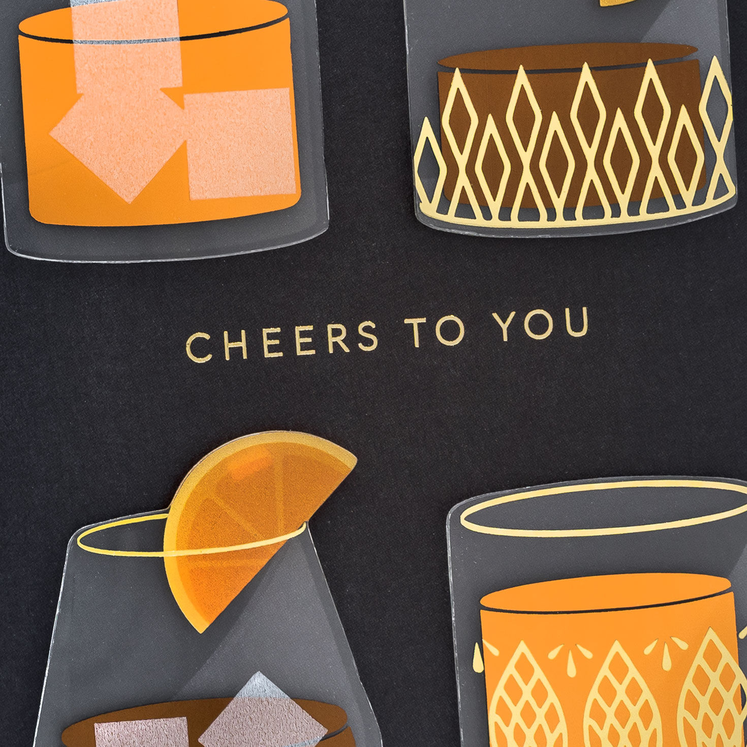 Drinks in Low Ball Glasses Father's Day Card Card Front Detail image number 4