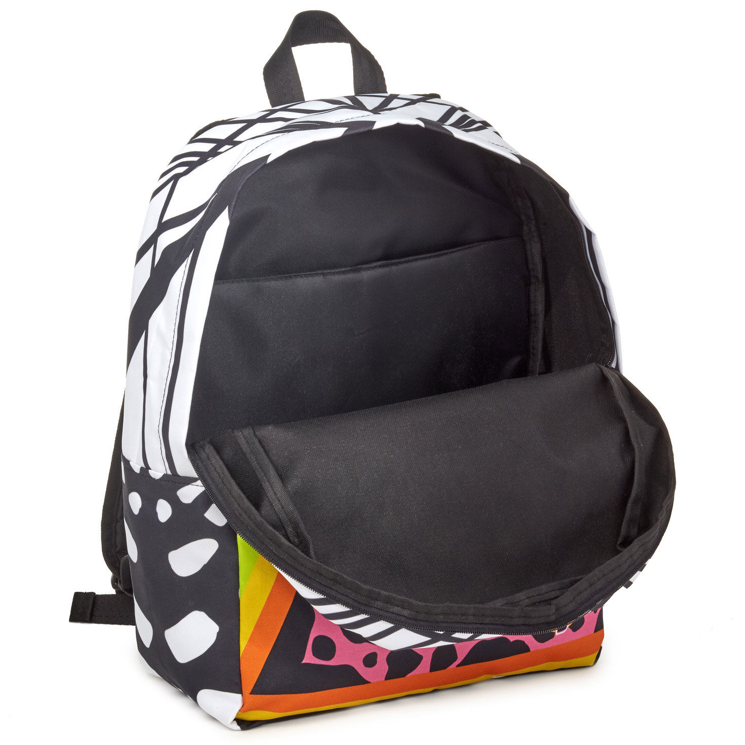 Black, White and Multicolor Abstract Backpack open image number 3