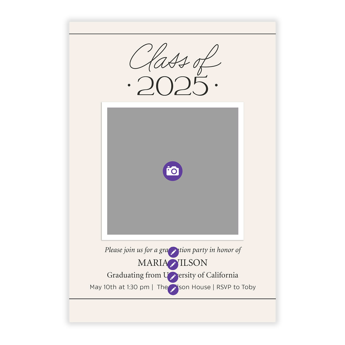 Sophisticated Simplicity Class of 2025 Graduation Invitation, , large image number 5