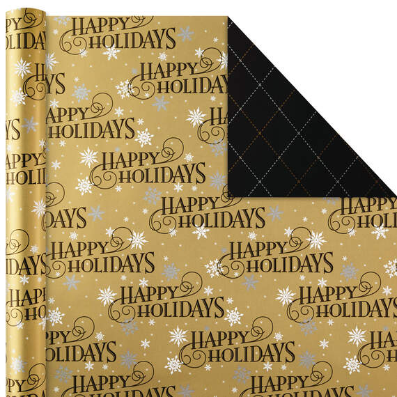 Black and Gold 4-Pack Reversible Holiday Wrapping Paper Assortment, 150 sq. ft., , large image number 3