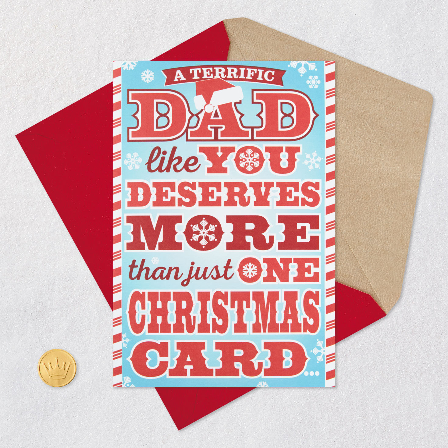 Festive Lettering With Mini Cards Funny Christmas Card for Dad Card Front with Envelope and Gold Seal image number 7
