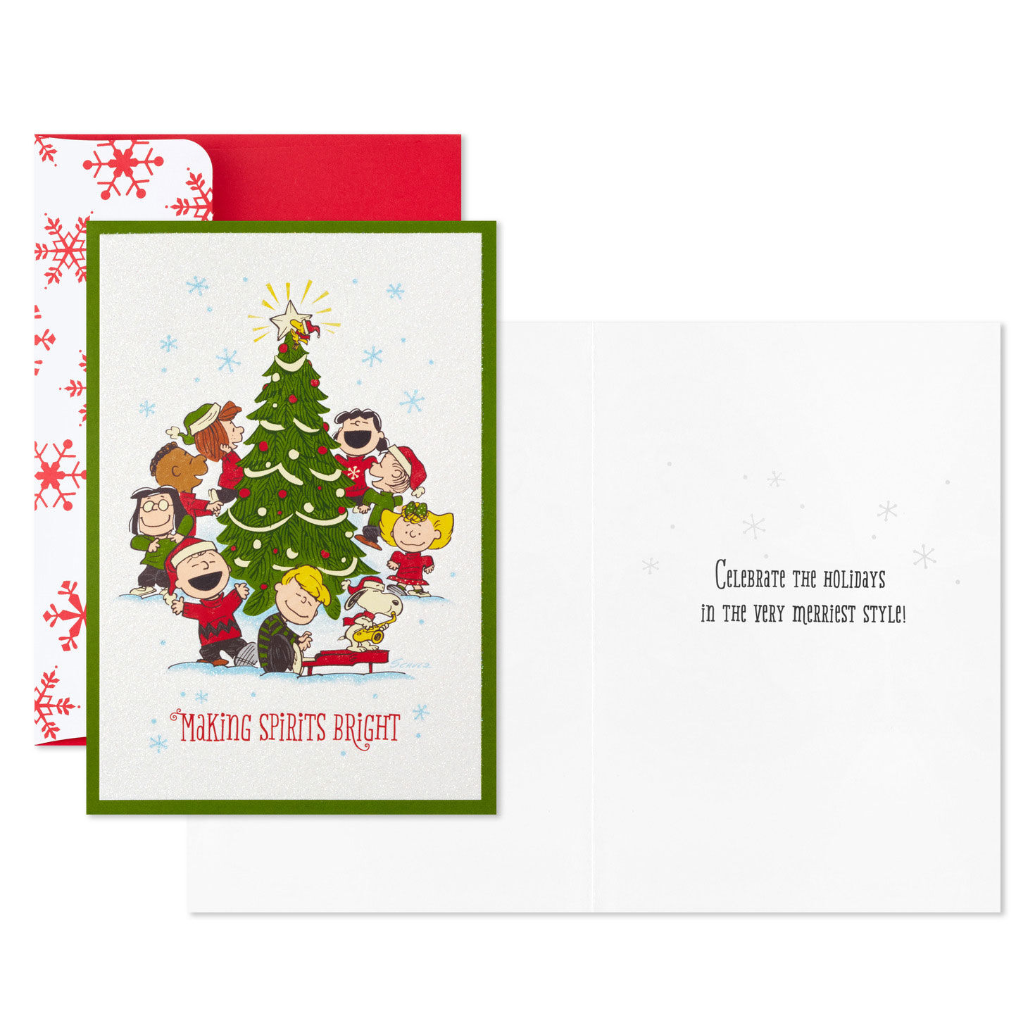 Peanuts&reg; Gang Caroling Around Tree Boxed Christmas Cards, Pack of 16, , large image number 3