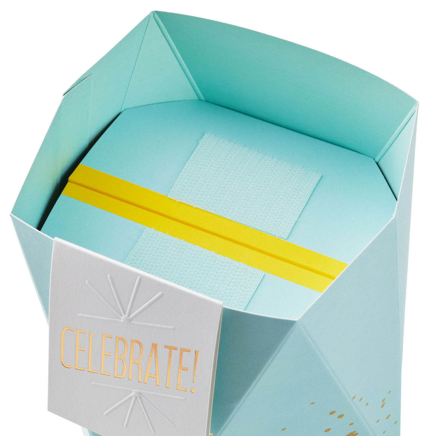 Build-a-Bouquet Celebrate Turquoise Blue Pop-Up Paper Vase With Mini Card, Celebrate Turquoise Blue, large image number 6