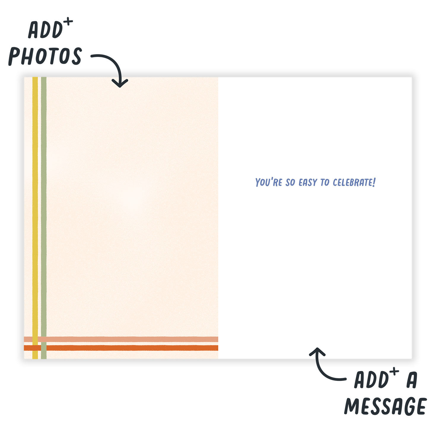 Hands Holding Signs Personalized Boss's Day Card Open Card indicating personalization image number 3