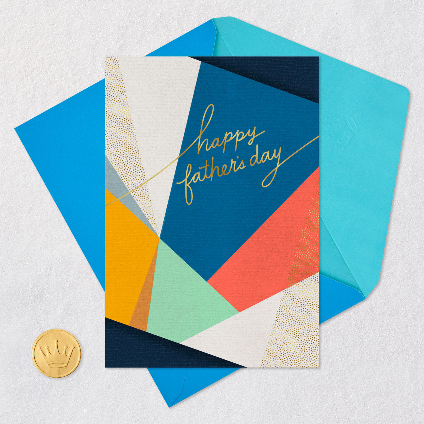 Abstract Color Rays Father's Day Card Card Front with Envelope and Gold Seal image number 5