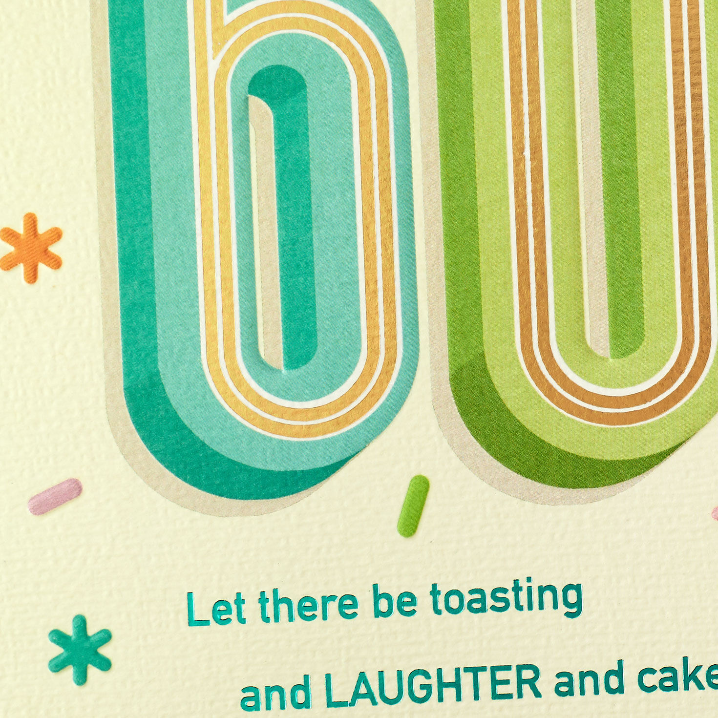 Numeral Candles and Sprinkles 60th Birthday Card Card Front Detail image number 5