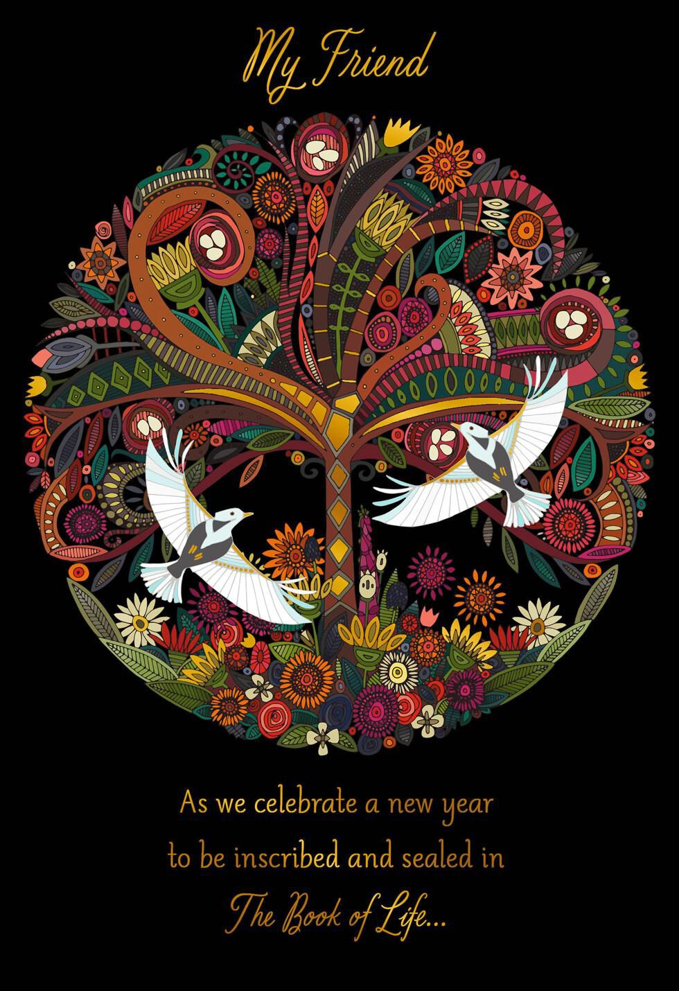 Tree and Doves Rosh Hashanah Card for Friend