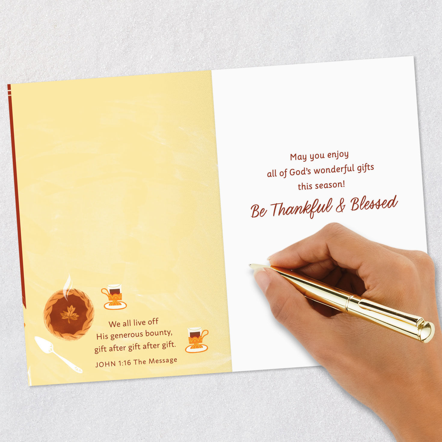Bountiful Turkey Dinner Religious Thanksgiving Card Signing card image number 7