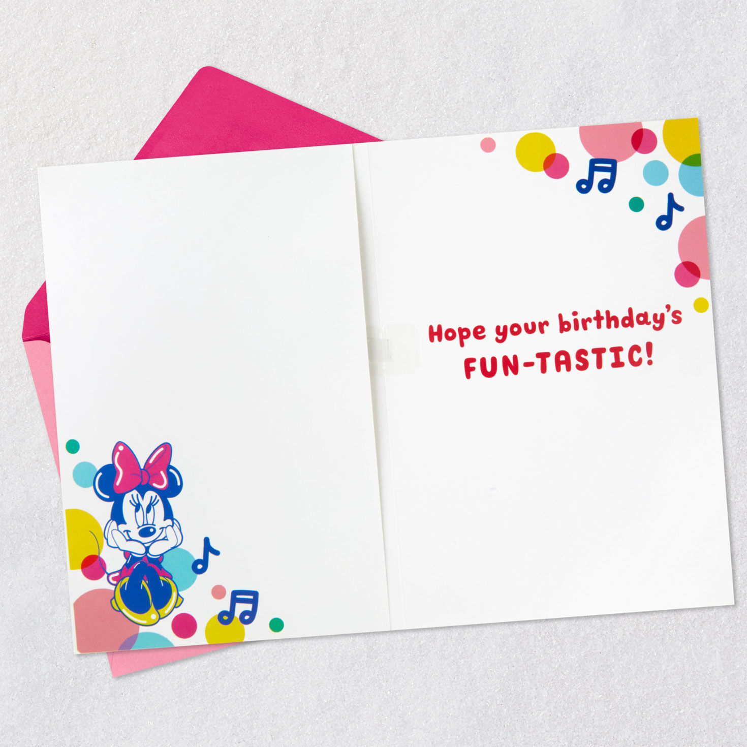 Disney Minnie Mouse Musical 4th Birthday Card Open card with envelope image number 3