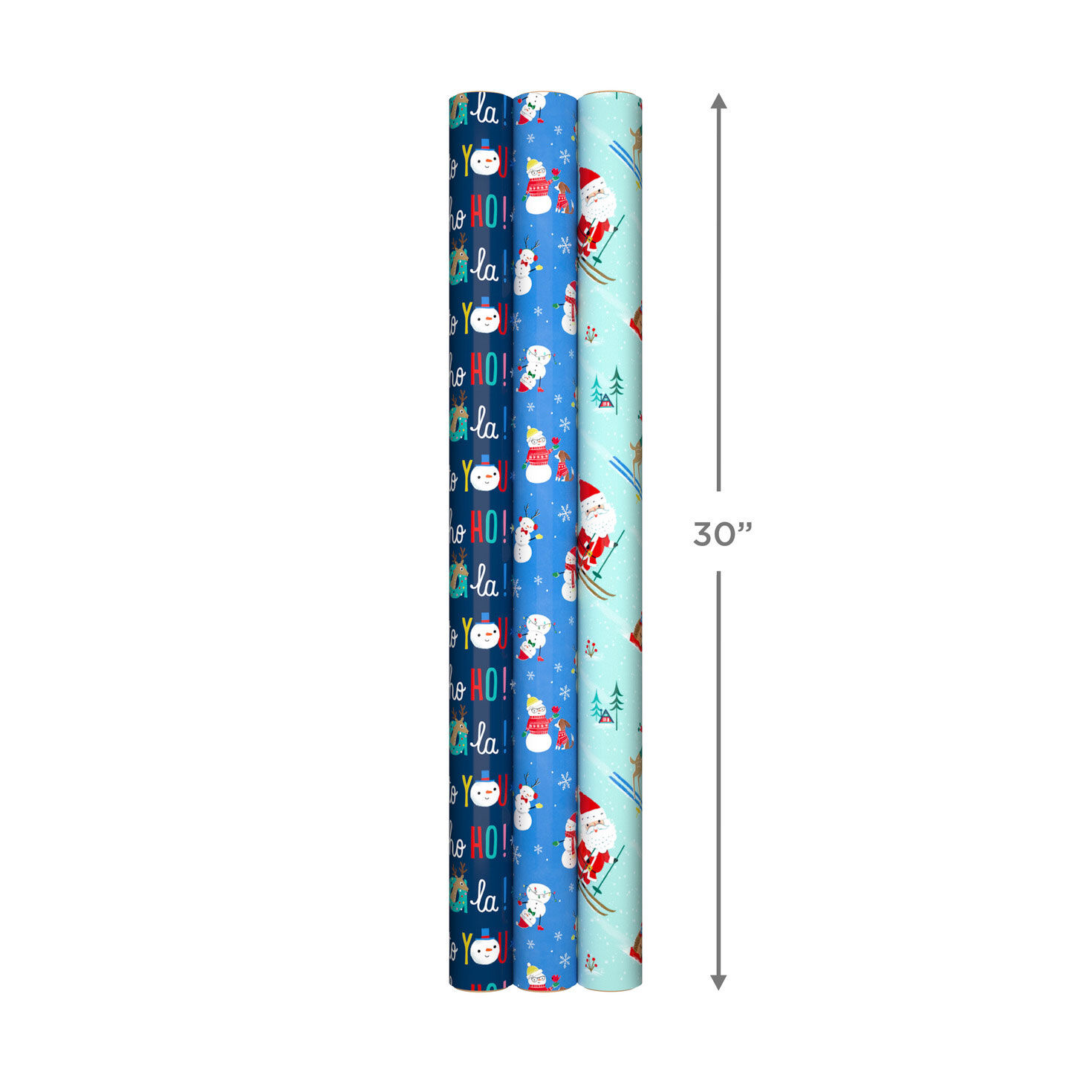Santa and Friends 3-Pack Reversible Christmas Wrapping Paper  image number 8