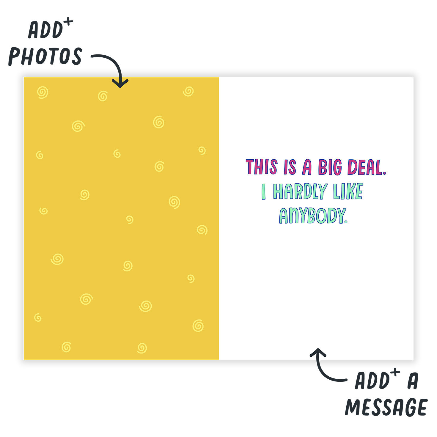 Colored Lettering on Yellow Funny Personalized Card  image number 3