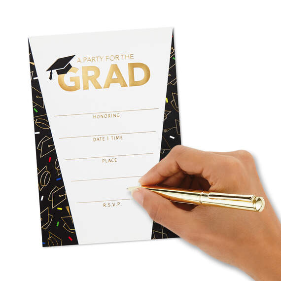 Caps and Confetti 10-Pack Graduation Party Invitations, , large image number 3