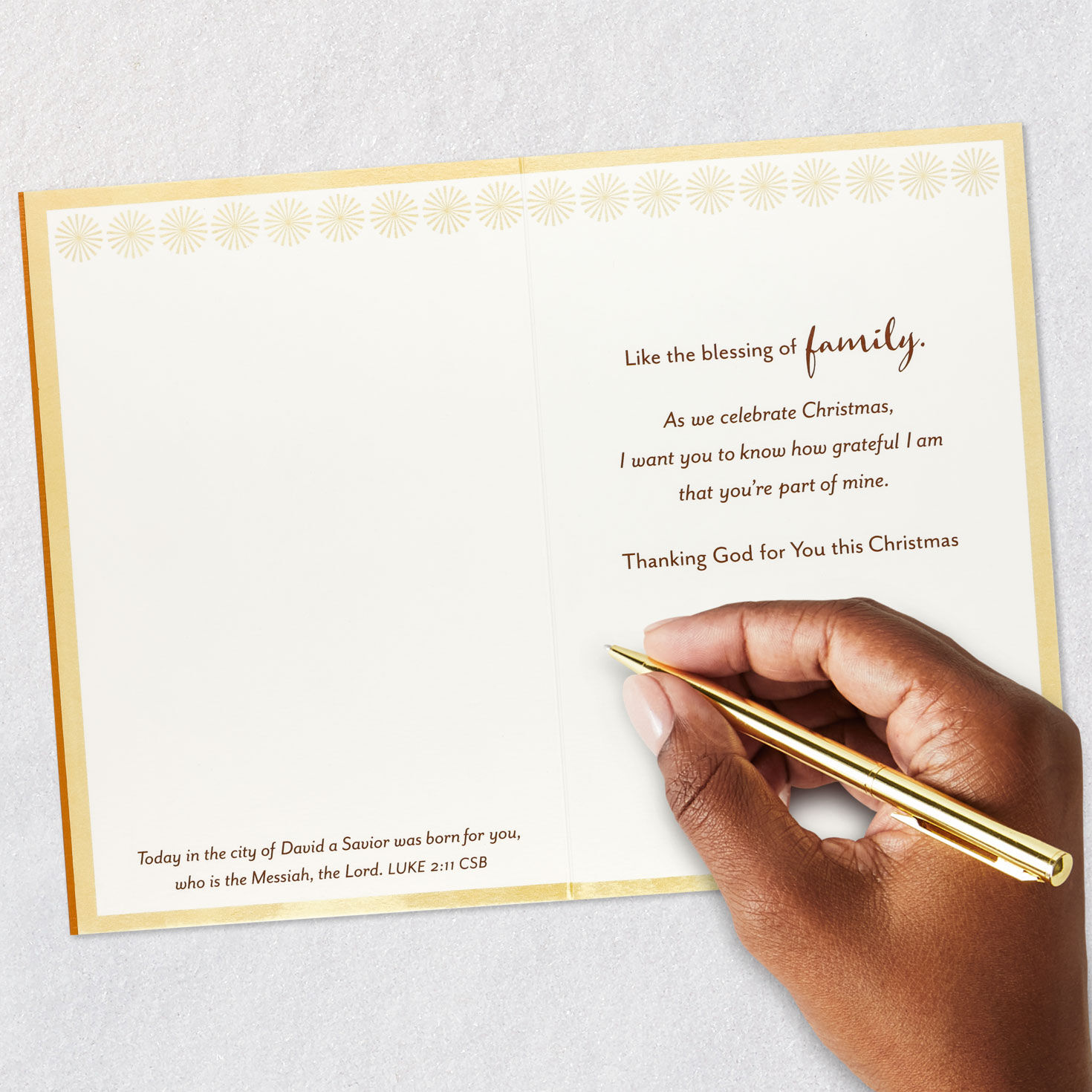 Gold Ornament Religious Christmas Card for Brother Signing card image number 7