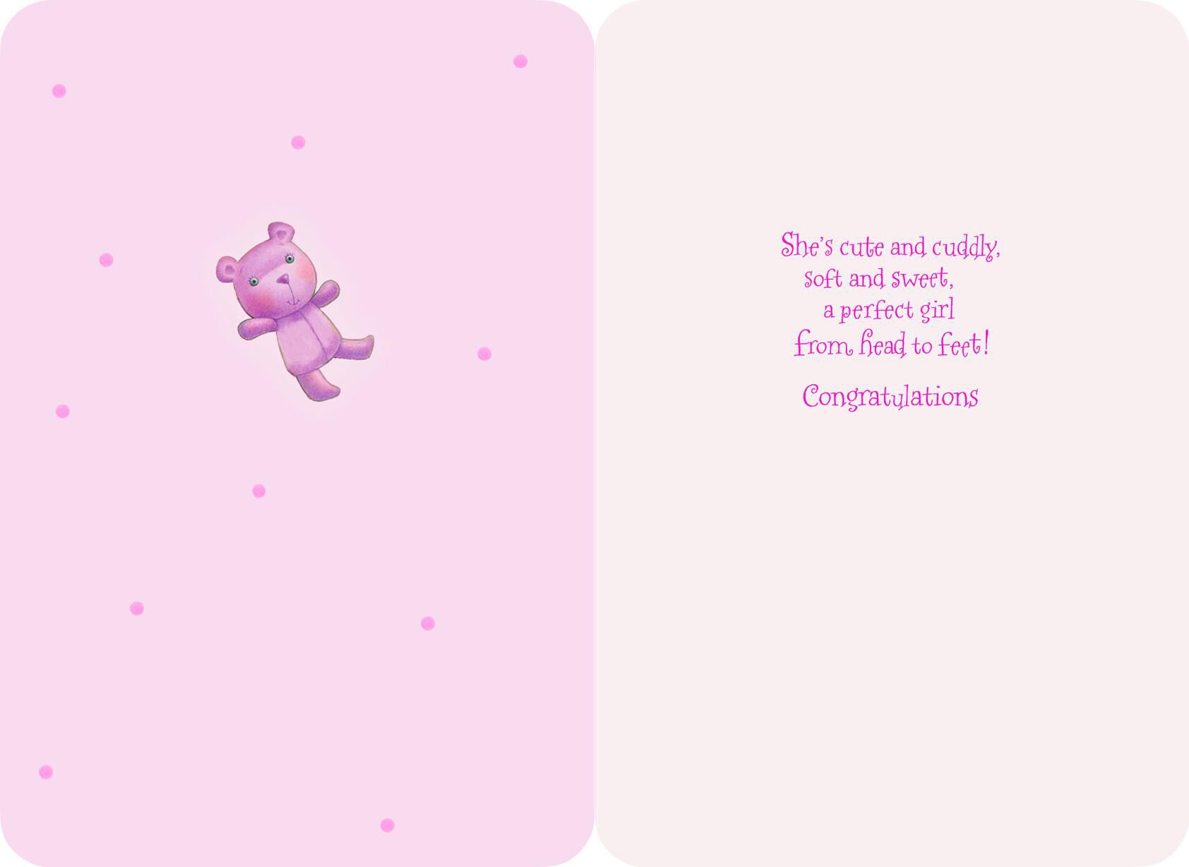 Under the Covers New Baby Girl Card