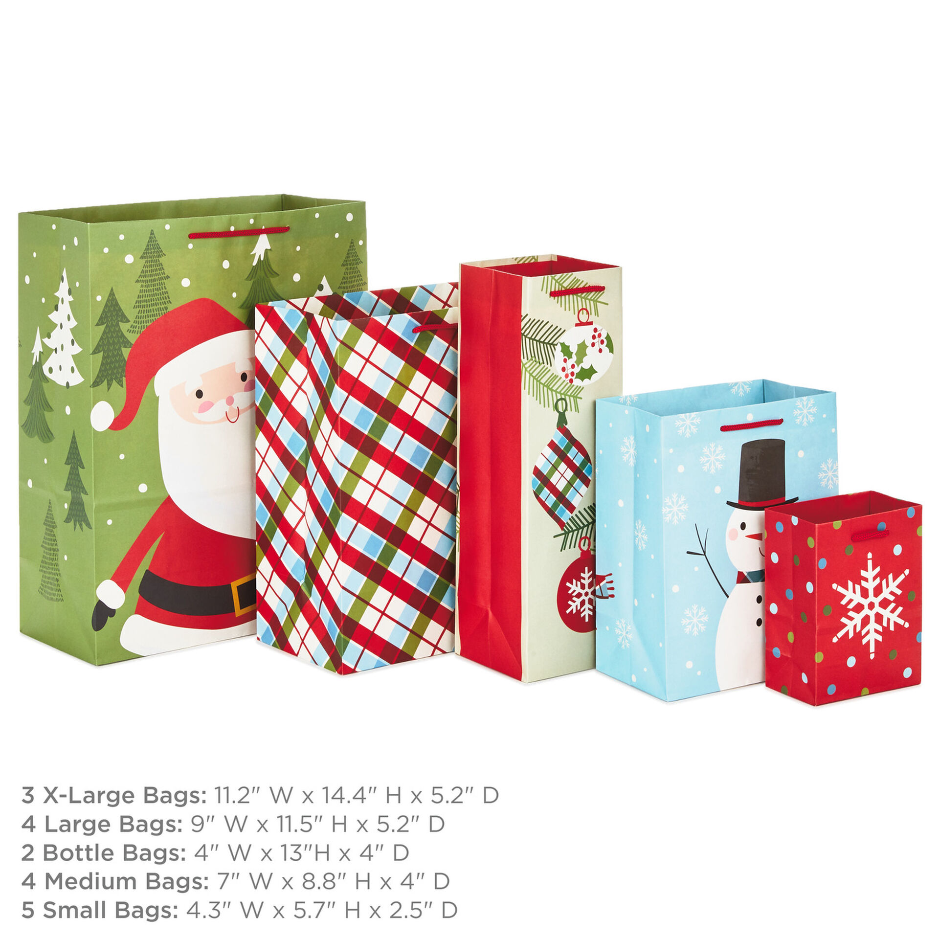 Assorted Sizes and Designs 18Pack Christmas Gift Bags Gift Bag Sets