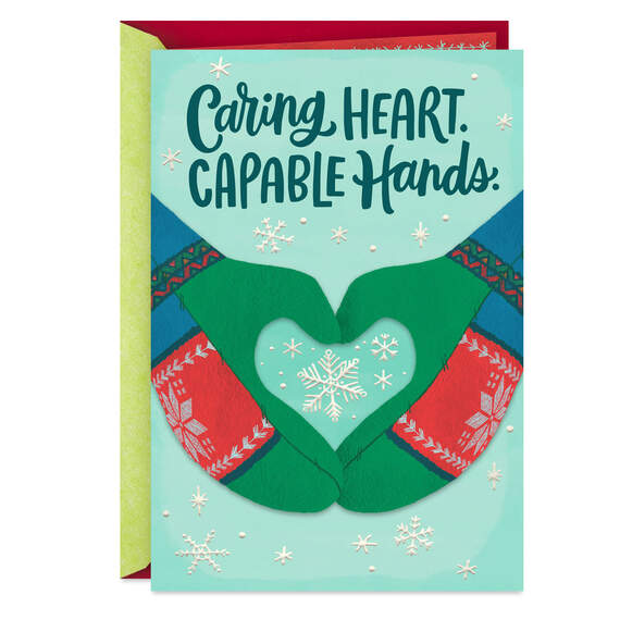 Caring Heart, Capable Hands Christmas Card for Care Provider