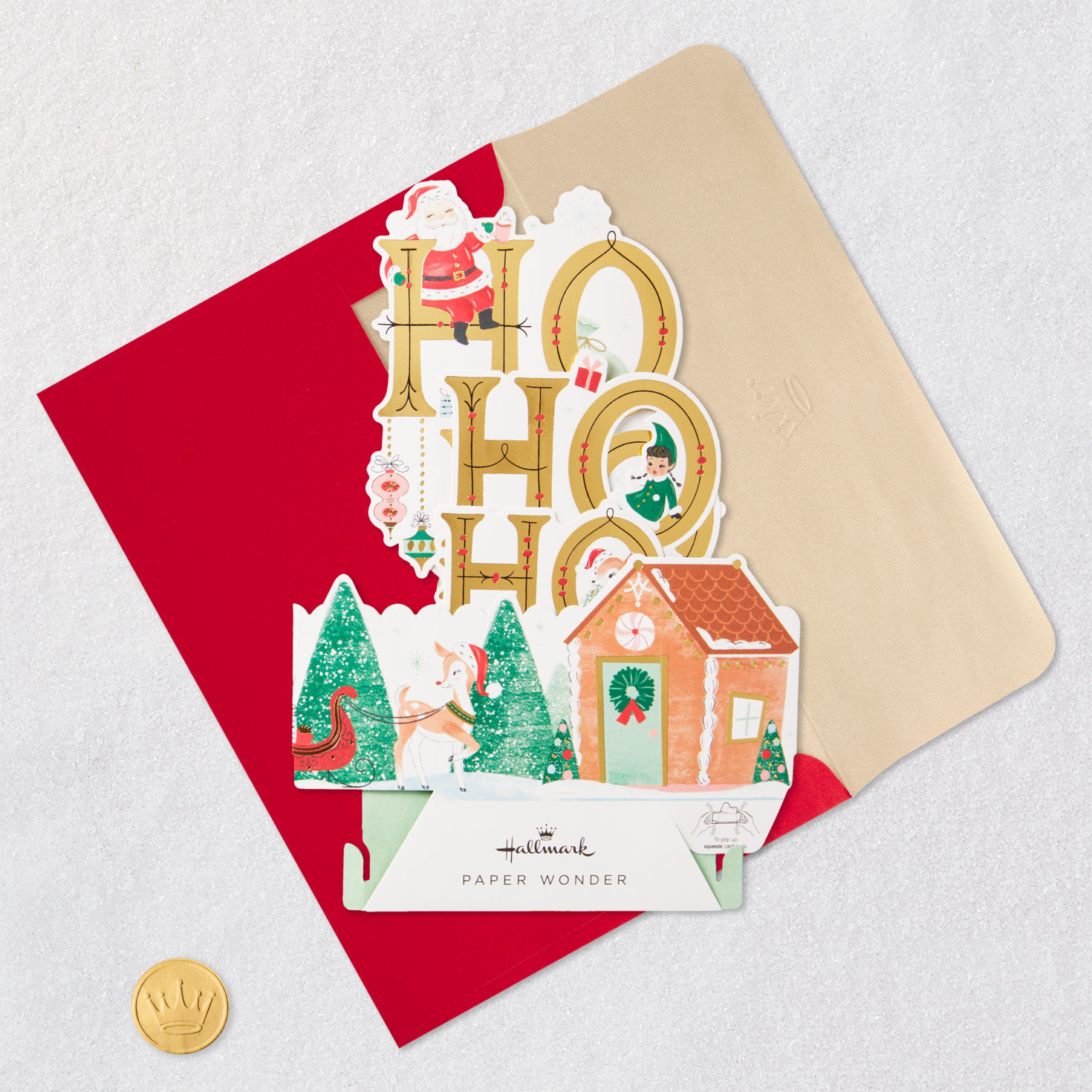 Vintage Ho, Ho, Ho Santa 3D Pop-Up Christmas Card, , large image number 6