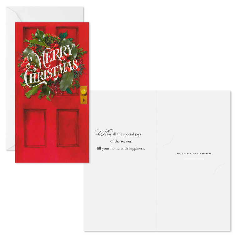 Wreath on Red Door Money Holder Christmas Cards Sentiment image number 2