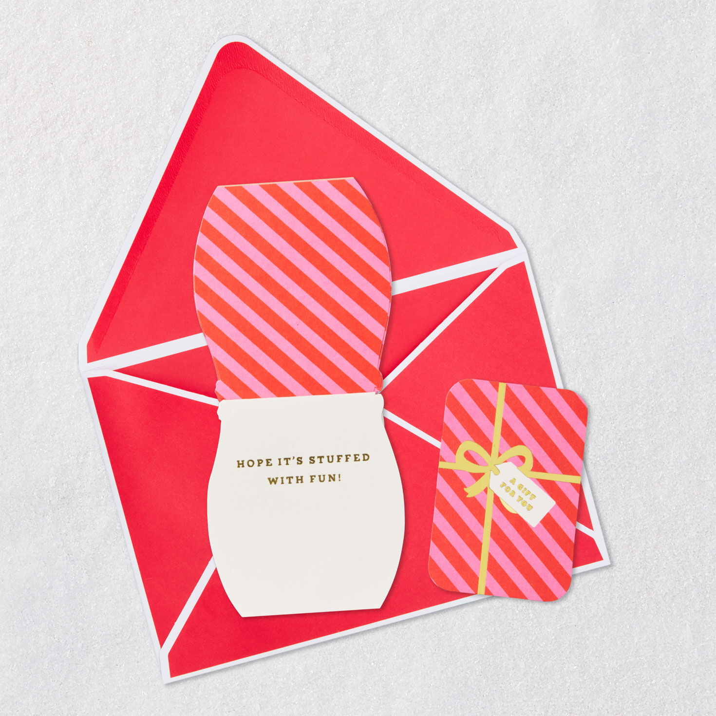 Winter Animals Paper Craft Christmas Gift Card Holder Open card with envelope image number 6