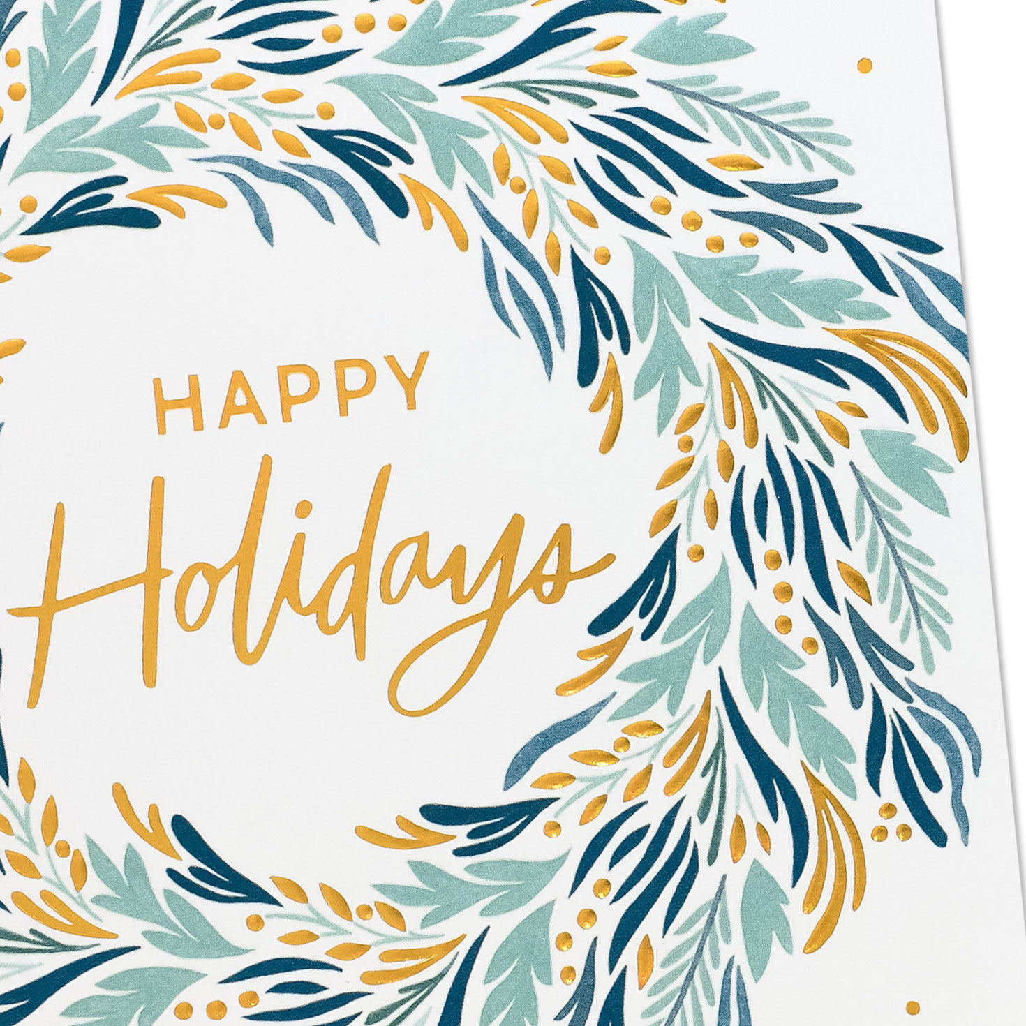 Blue Wreath on White Boxed Christmas Cards Cover Detail image number 5