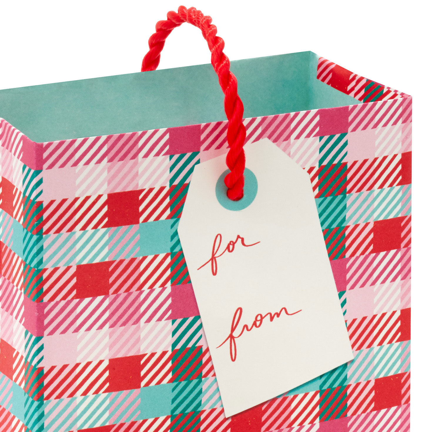 4.6" Plaid Candy Canes on Aqua Christmas Gift Card Holder Mini Bag for only USD 2.49 | Hallmark