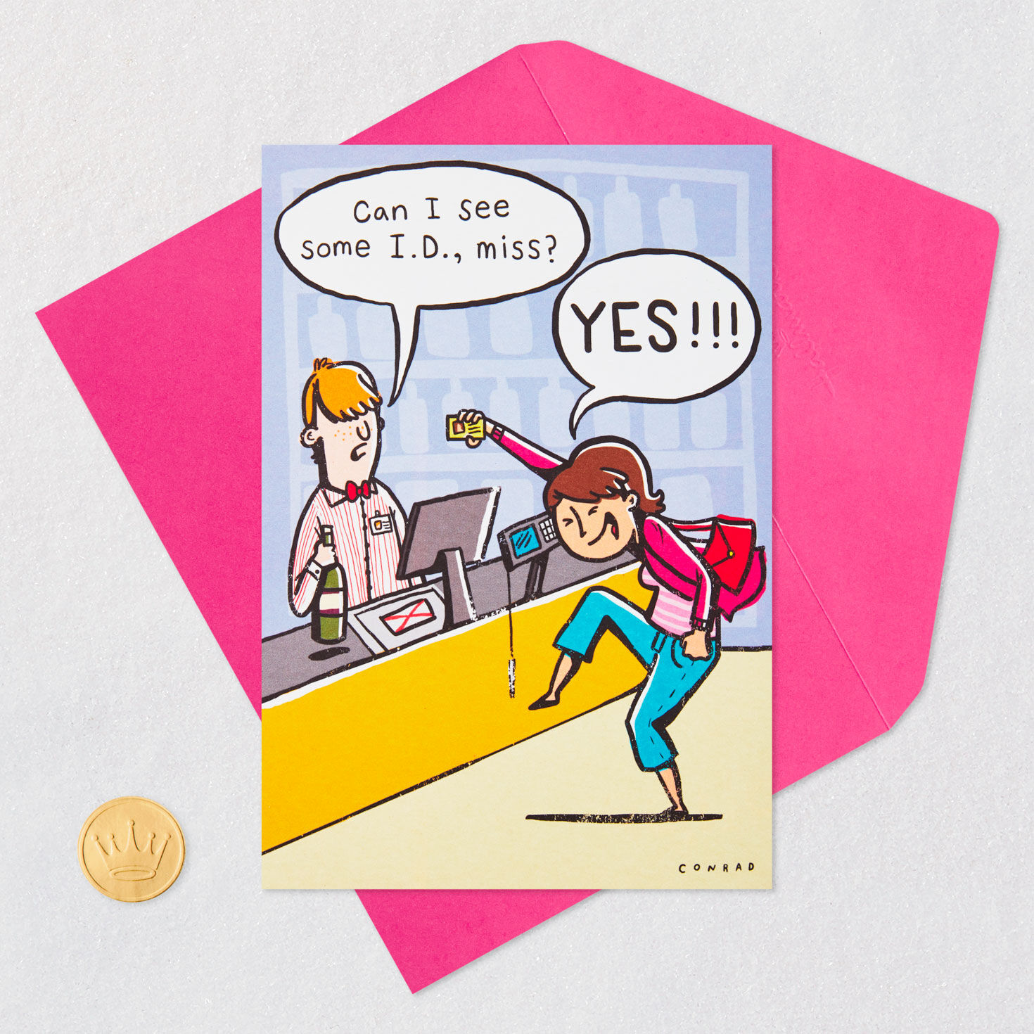 ID Check Funny Birthday Card for Her Card Front with Envelope and Gold Seal image number 5