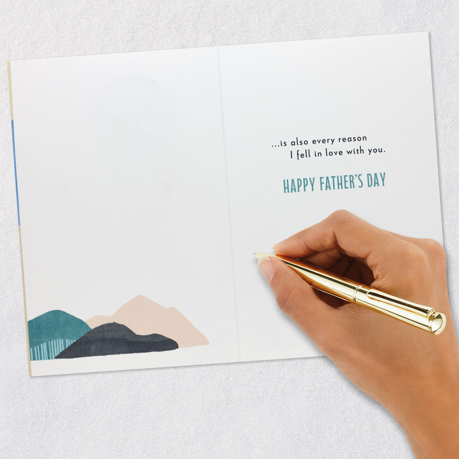 Gold Sun Over Mountains Father's Day Card Signing card image number 6