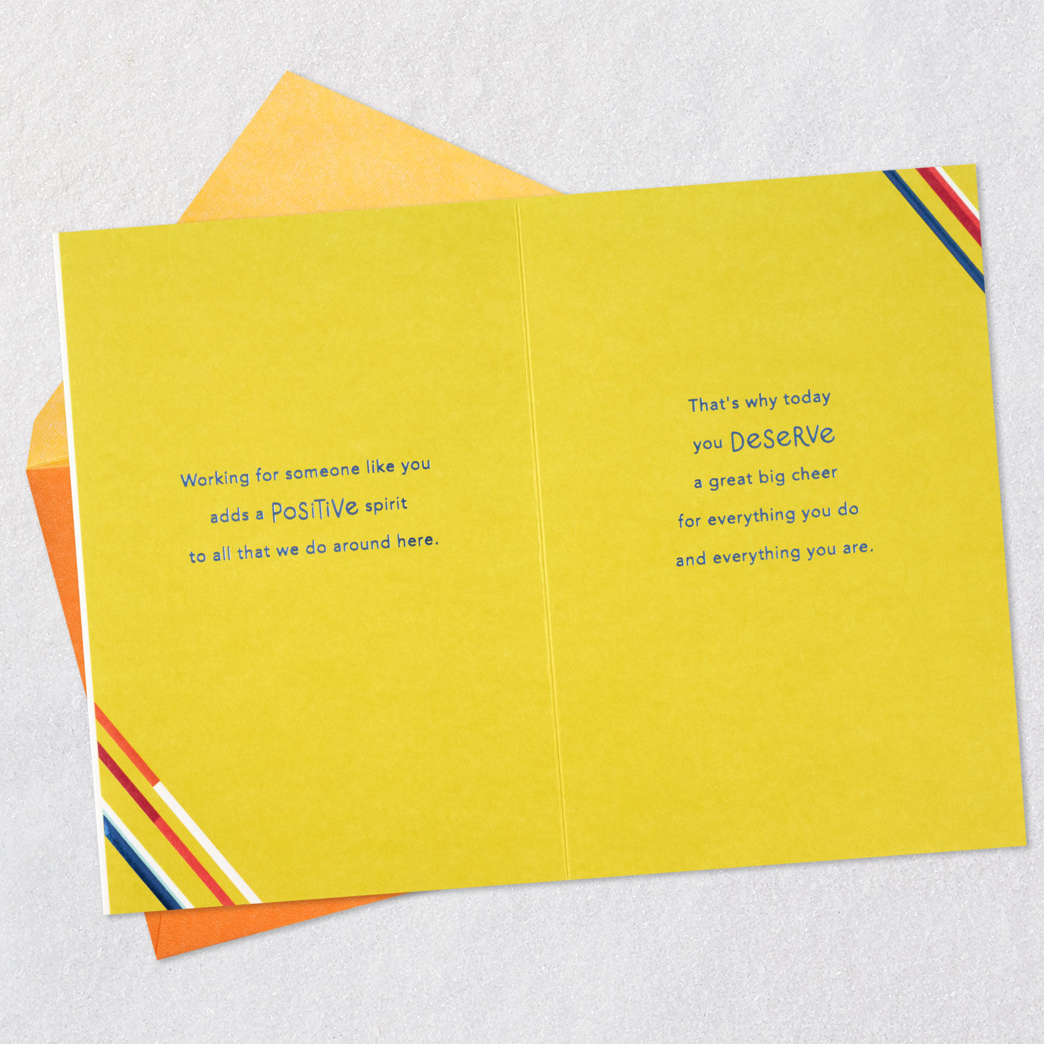 Modern Rainbow Lettering on White Boss's Day Card Open card with envelope image number 4