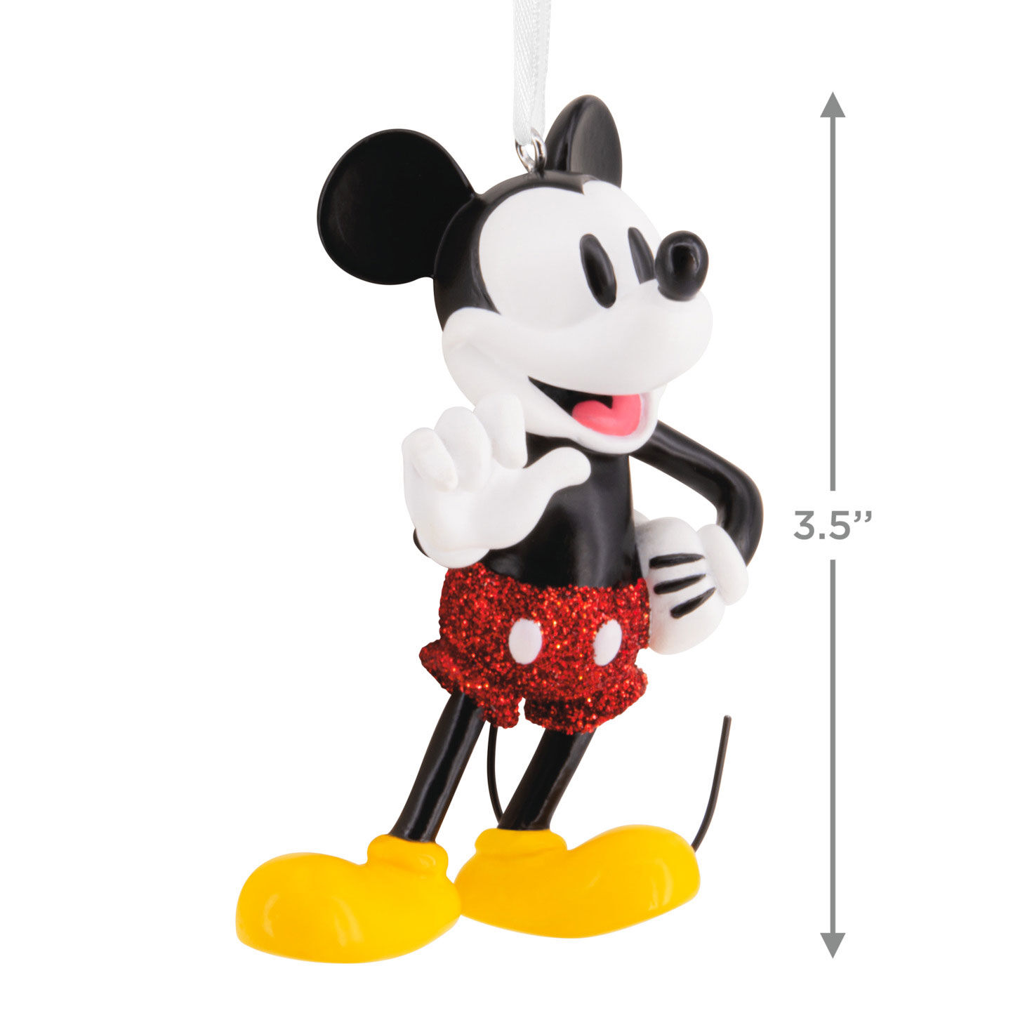 Vintage Mickey Red Sparkling Christmas Ornament measurement image number 3