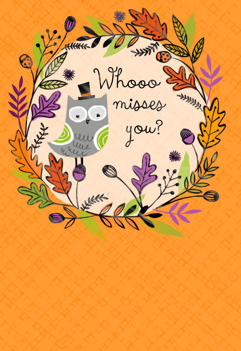 Whooo Misses You Halloween Card