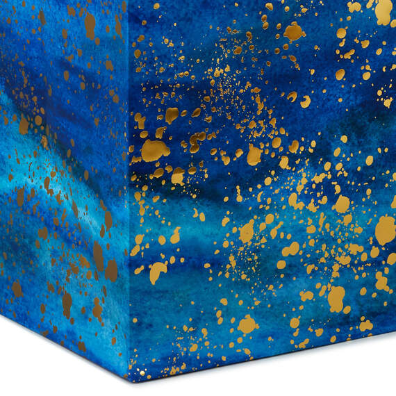 15" Gold Splatter on Navy Blue Extra-Deep Gift Bag, , large image number 5
