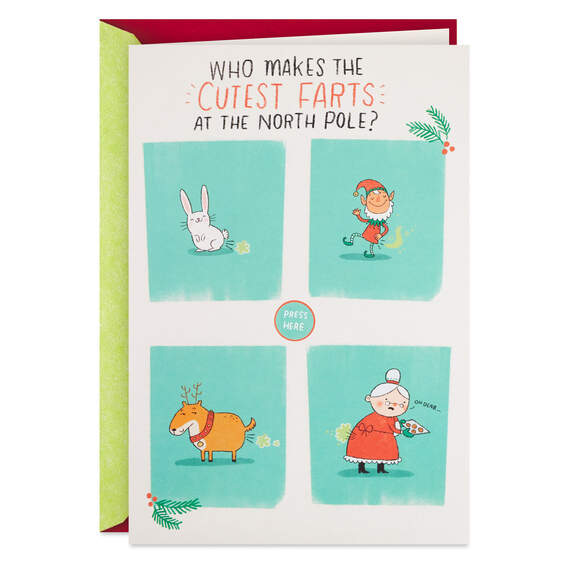North Pole Farts Funny Christmas Card With Sound, , large image number 1