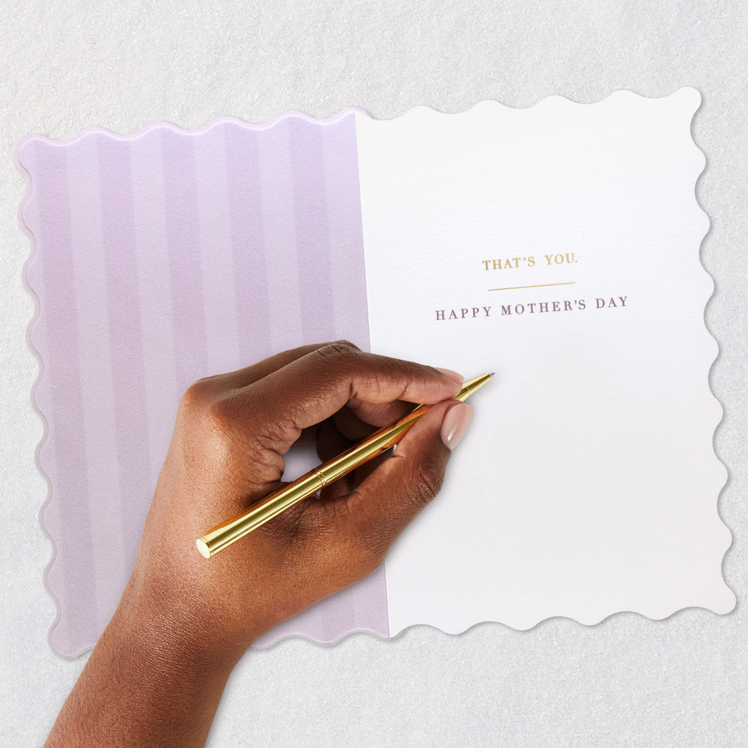 Gold Letters on Purple Stripes Mother's Day Card Signing card image number 6