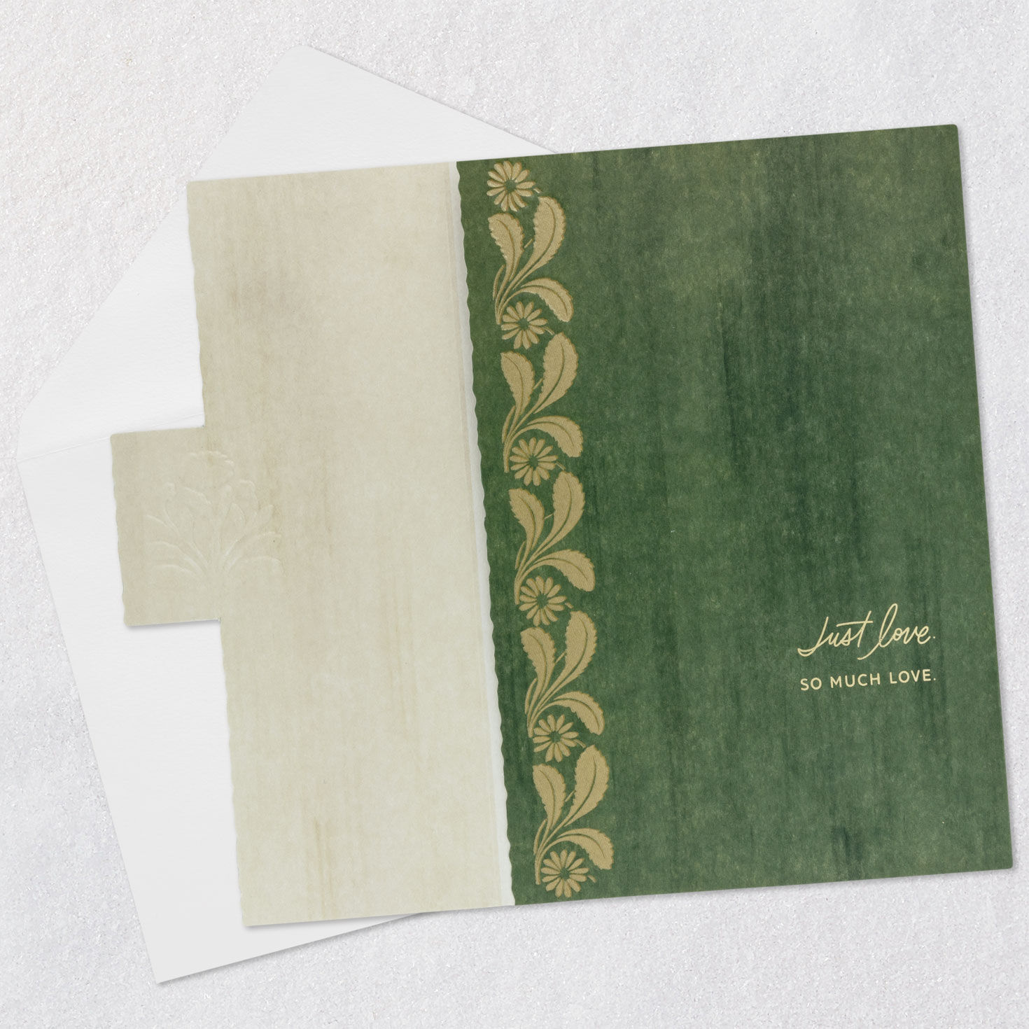 Sage Green and Gold Botanical Sympathy Card Open card with envelope image number 3