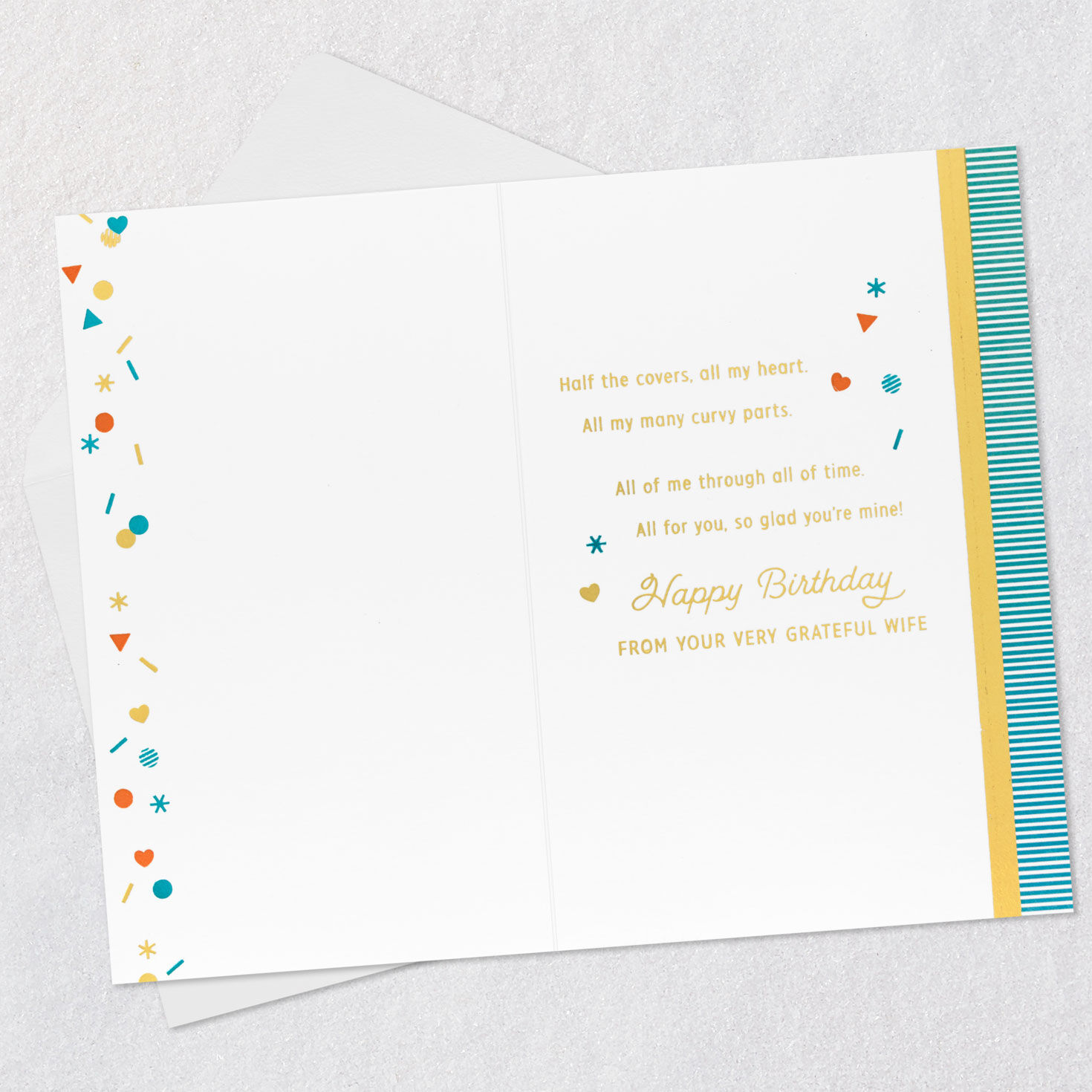 Upscale Confetti Birthday Card for Husband Open card with envelope image number 3