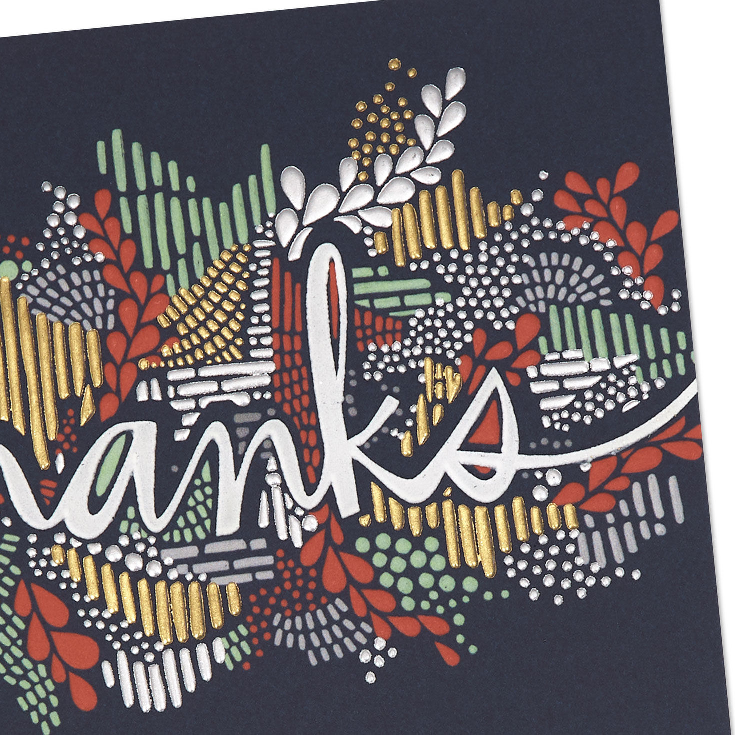 Abstract Pattern and Leaves Thank You Card Card Front Detail image number 4