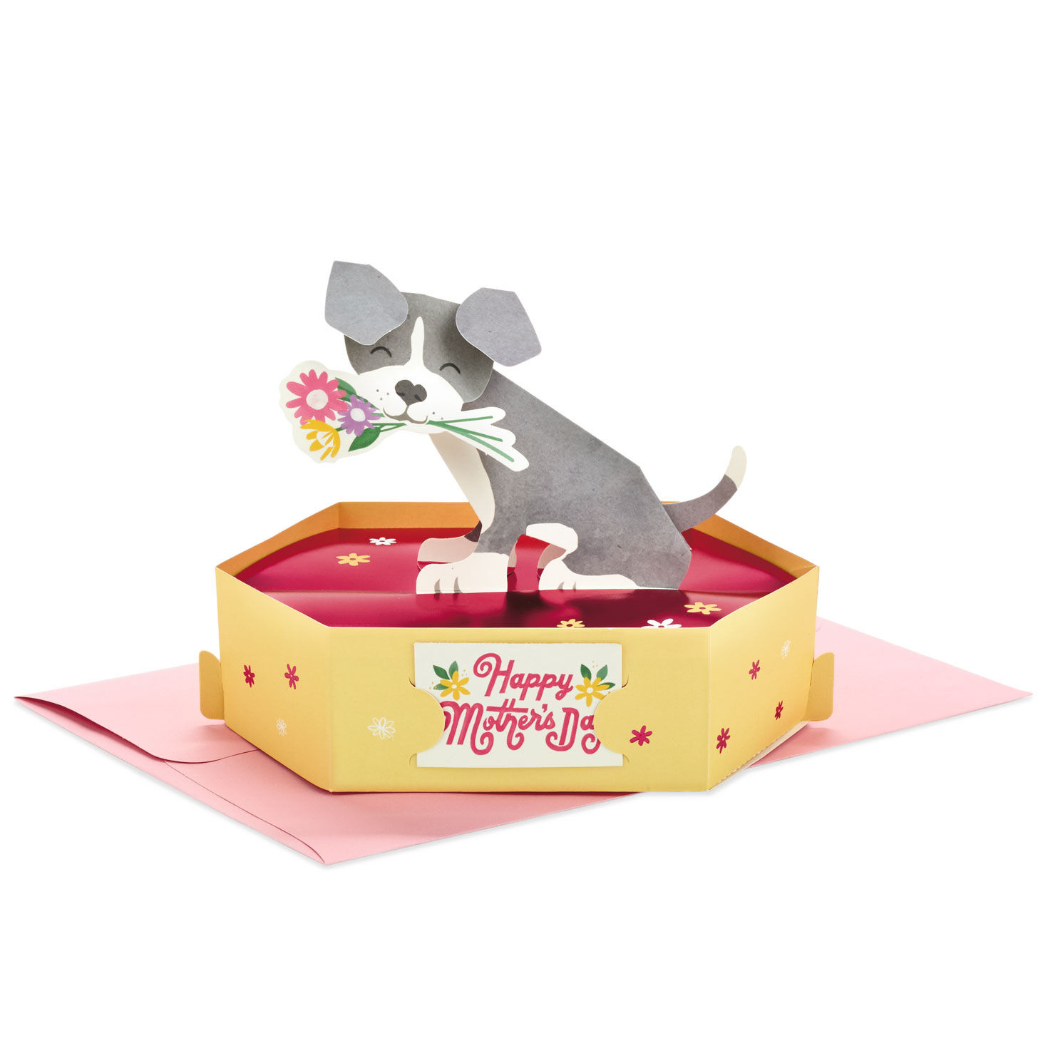 Dog With Flowers 3D Pop-Up Mother's Day Card