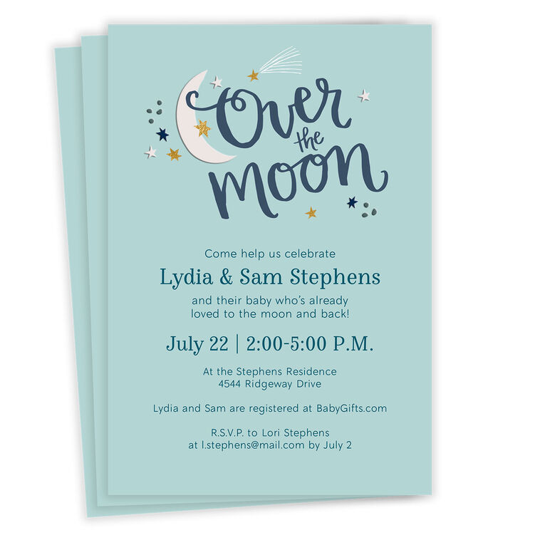 Over the Moon Baby Shower Invitation