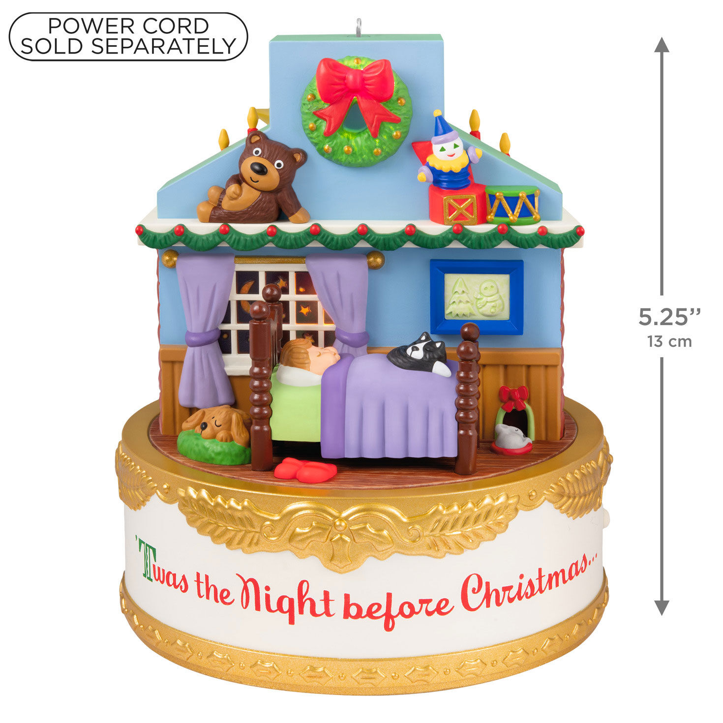 Santa at Chimney and Bedroom Keepsake Ornament measurement image number 4
