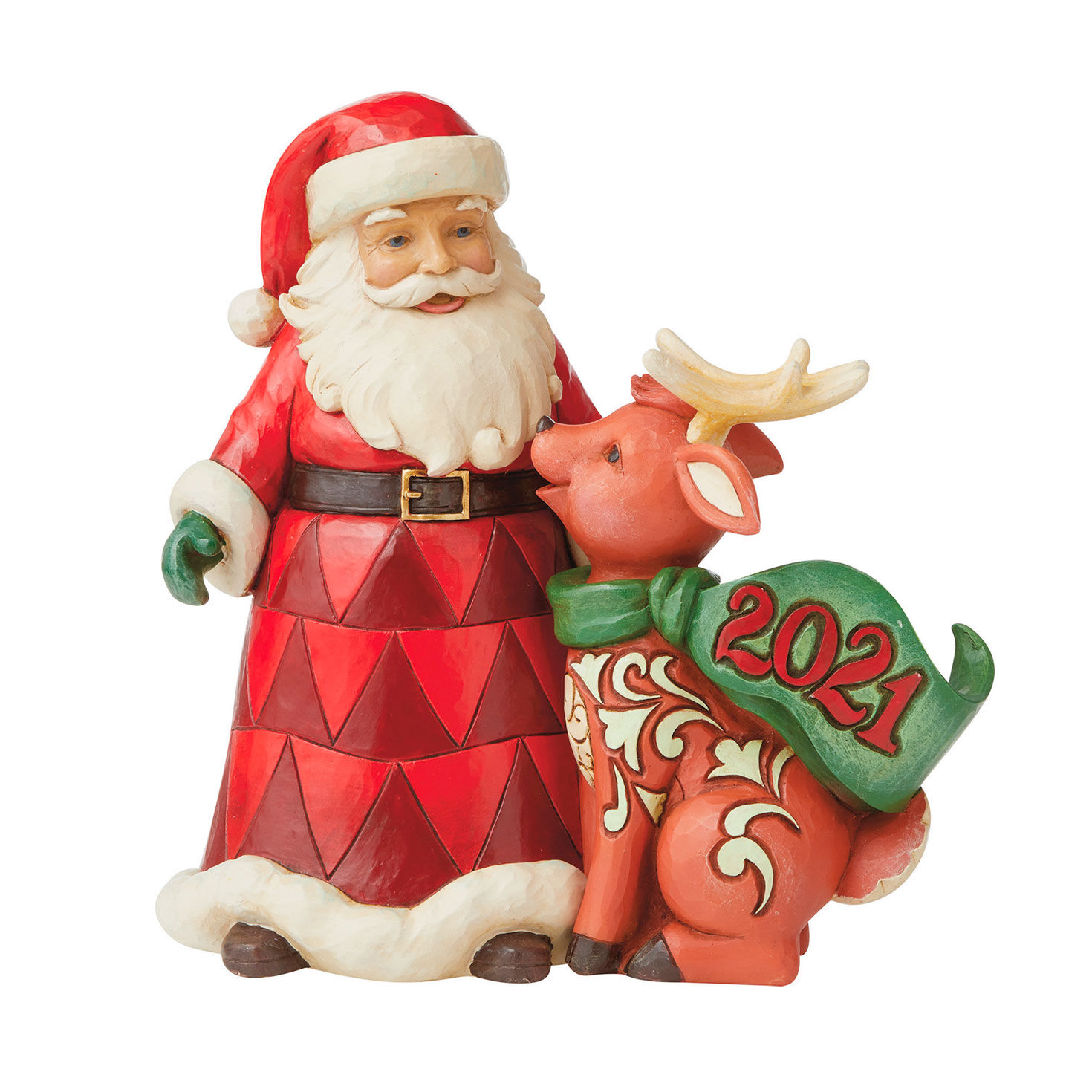 Jim Shore Dated 2021 Christmas Ornament Jim Shore Santa With Reindeer 2021 Figurine 7 5 Figurines Hallmark