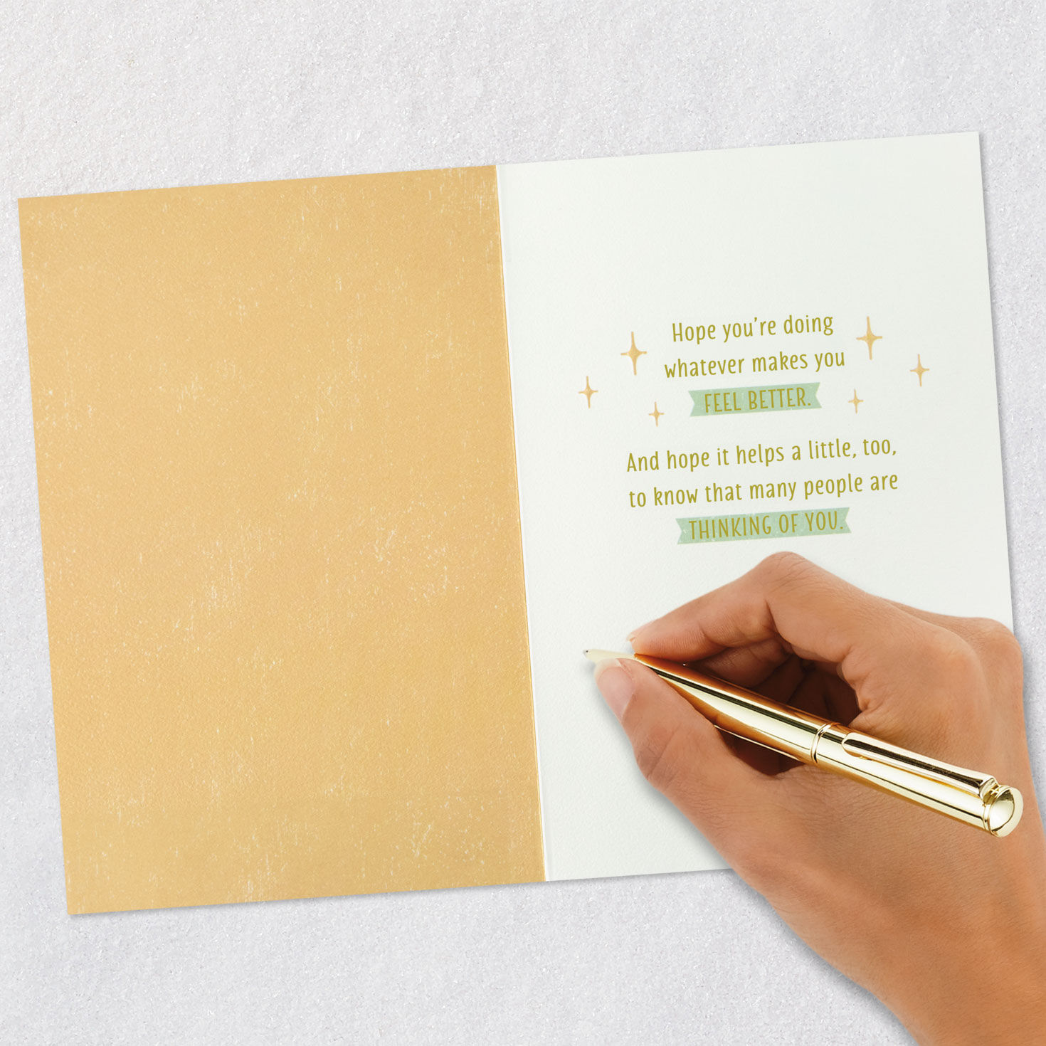 Modern Teal and Gold Get Well Card signing card image number 6