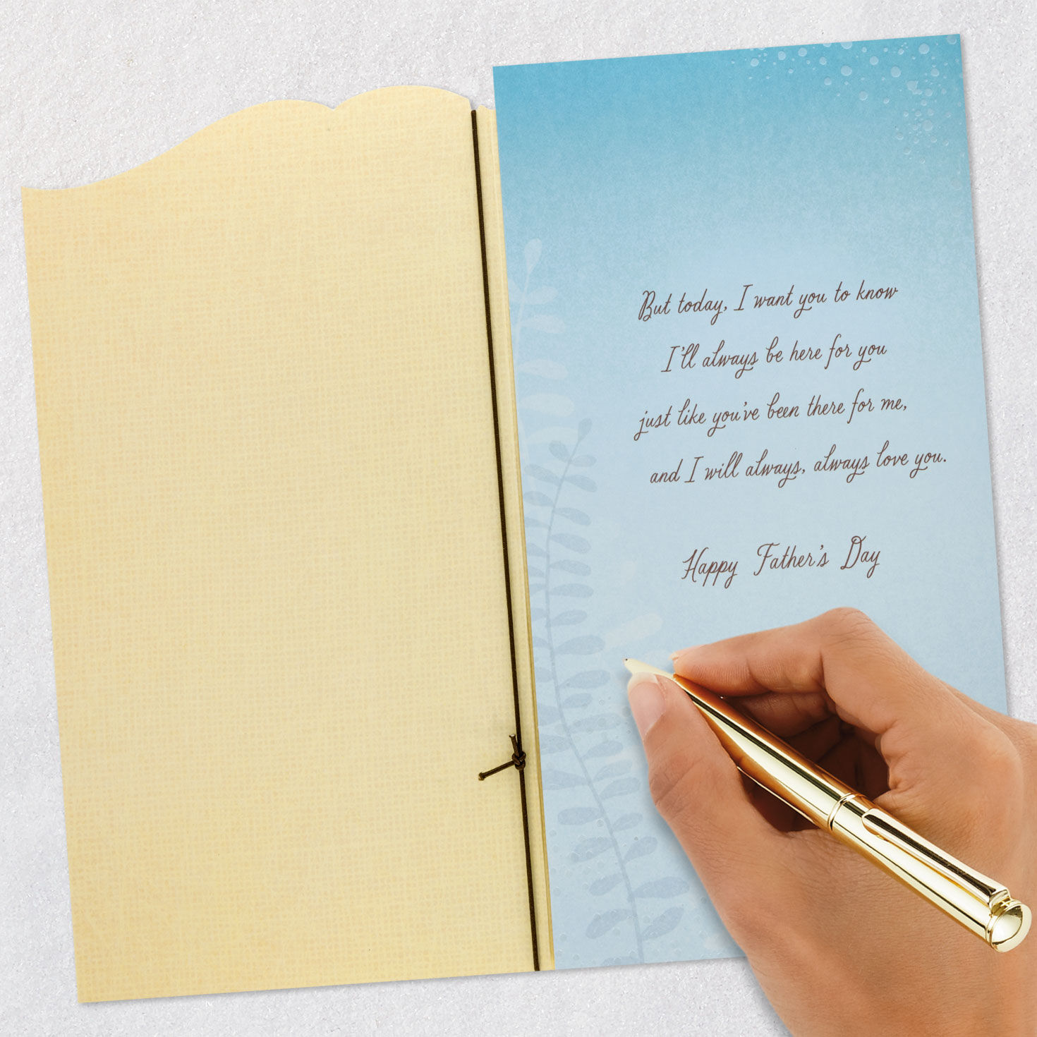 Blue Leaf Print Dad Father's Day Card From Daughter Signing card image number 6