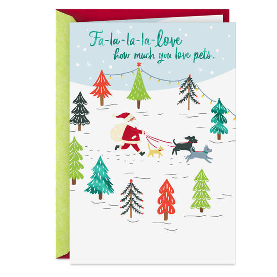 Dog-Walking Santa Christmas Card for Pet Care Provider