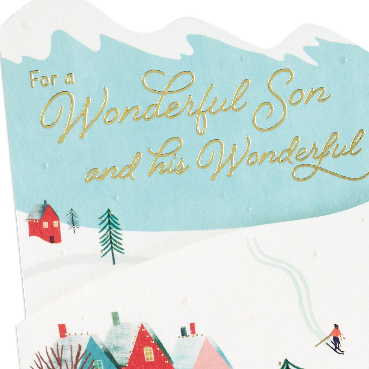 Winter Village Christmas Card for Son and His Wife Card Front Detail image number 6
