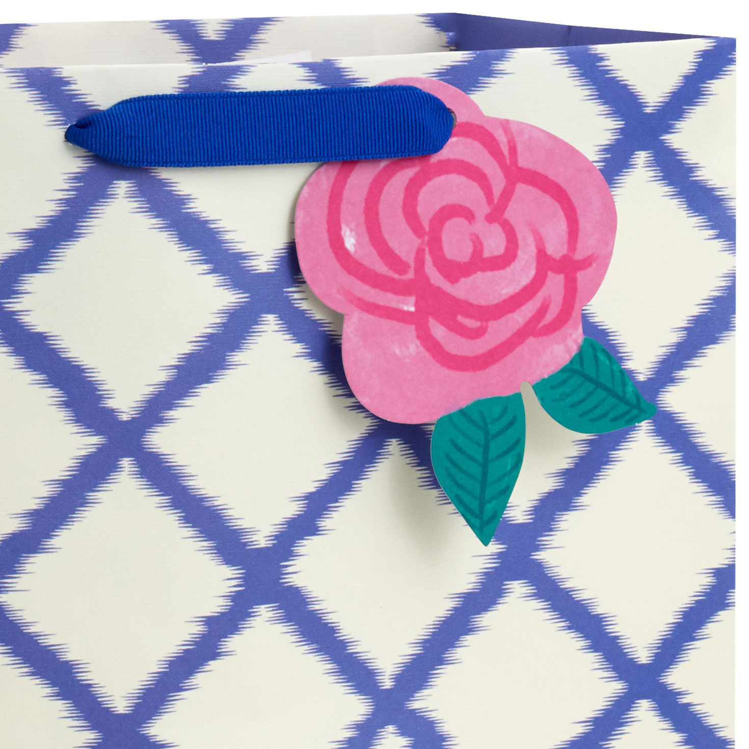 Blue Diamond Pattern Large Gift Bag Handle Detail image number 4