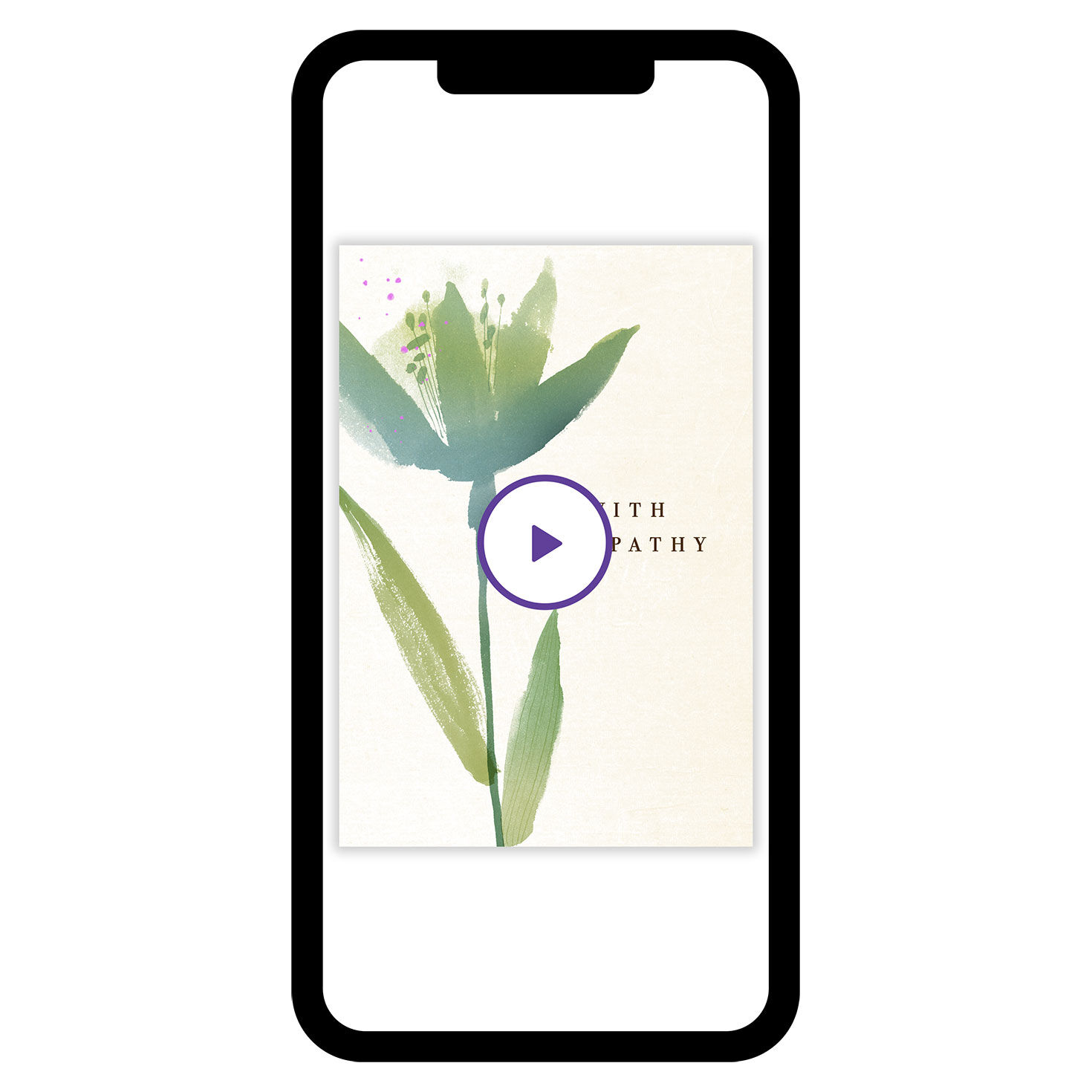 Abstract Flower Personalized Sympathy Card phone with card front image number 1